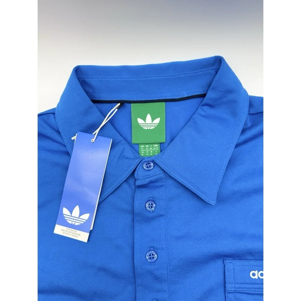 XL Adidas Pocket Polo Golf Shirt  Trefoil Logo Mens Golf Bluebird MSRP $100